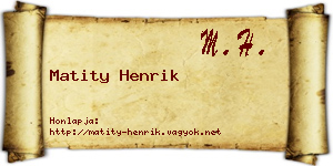 Matity Henrik névjegykártya